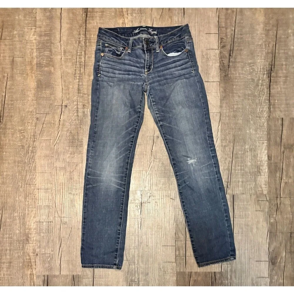 American Eagle Women's Skinny Jeans Size 2 Short Dark Wash Stretch - Picture 1 of 3